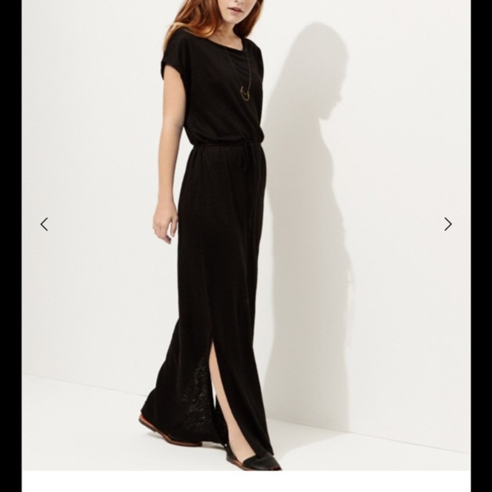 Lou & Grey Black Linen Maxi Dress NWT